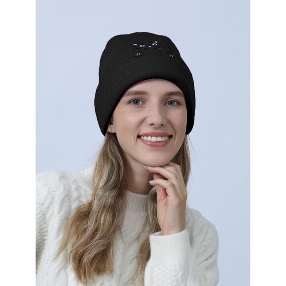 Women’s Knit Cat Beanie Hat Cozy Winter Accessories for Women Girls Crochet Cat Hat, Cat Beanie, Cat Ear Hat, Winter Hat, Animal  main image 4